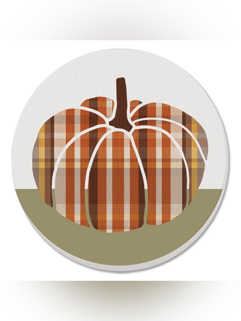 Plaid Pumpkin Coaster Set of 4